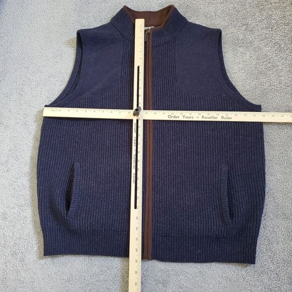 LL Bean sweater Mens Extra Large Blue Vest 100% Merino Wool Lambswool Waterfowl - Picture 8 of 10